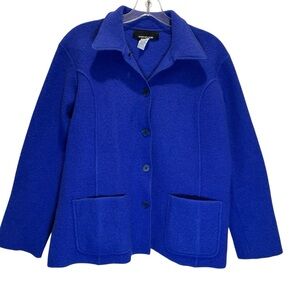 Jones New York Merino Wool Women Cobalt Blue Short Relaxed Fit Jacket - Size XL